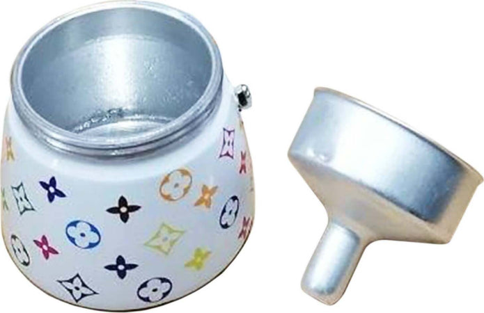 Caffettiera Luis Bavaria Bianca Logo Fashion MultiColore Monogram Logo 3 Tazze 100% Made in Italy Moka Edizione Limitata MOKA CAFFE' L'Orchidea - Siderno, Commerciovirtuoso.it