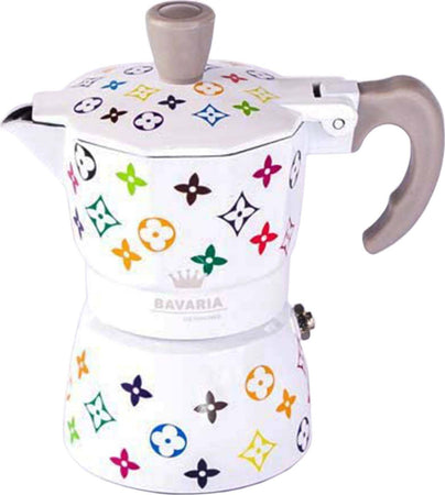 Caffettiera Luis Bavaria Bianca Logo Fashion MultiColore Monogram Logo 3 Tazze 100% Made in Italy Moka Edizione Limitata MOKA CAFFE' L'Orchidea - Siderno, Commerciovirtuoso.it