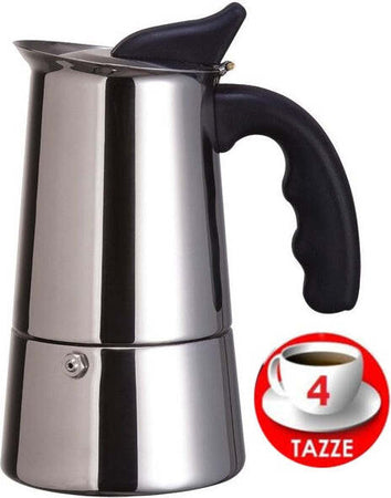 Moka-Espresso-Maker-Caffettiera-Macchinetta-Caffe'-Caffè-4-Tazze-Acciaio-Inox