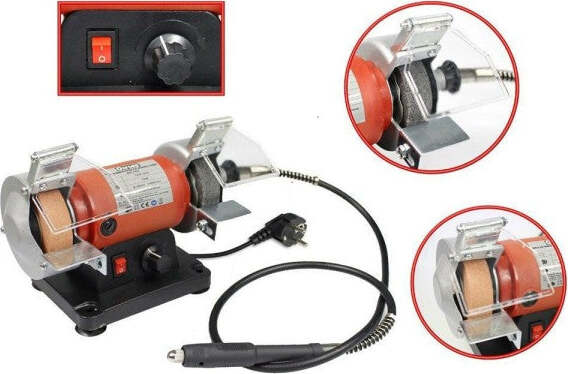 Mola-Da-Banco-Smerigliatrice-120w-Con-Mini-Trapano-Drill-Pietra-Spazzola-Lucidare