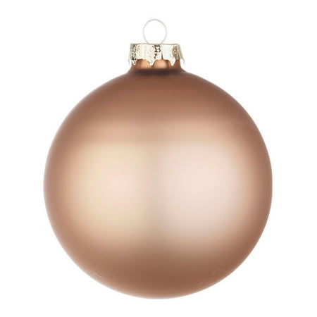 Palline per albero di Natale in vetro Beige Opaco con pendaglio Tinta Unita