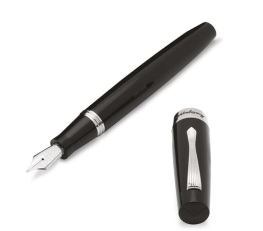 Montegrappa Penna Stilografica Elmo 02 Nera Pennino M Ise2r3ac Penna Stilografica in Resina E Acciaio