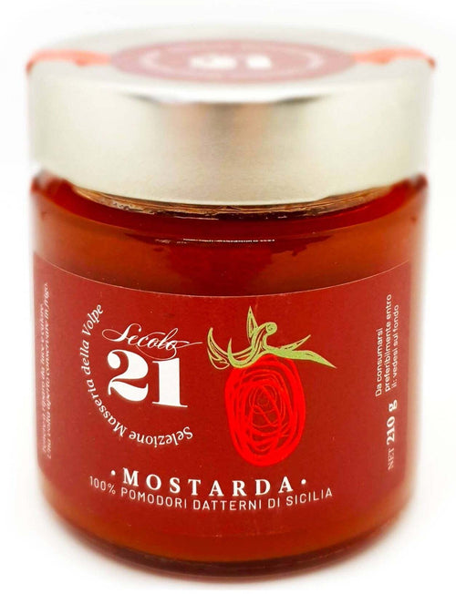 Mostarda Di Pomodoro Datterino Siciliano 210gr. Composta Artigianale di Pomodoro per Carni e Formaggi 100% Made in Italy Secolo 21