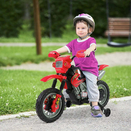 Moto-Elettrica-per-Bambini-3-6-Anni-in-Plastica-PP-con-Ruote-di-Supporto,-Fari-e-Musica,-102x53x66-cm,-Rosso-e-Nero-WQ152-0018WQ1