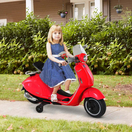 Moto-Elettrica-per-Bambini-con-Licenza-Ufficiale-Vespa,-2-Rotelle,-Luci-e-Suoni,-108x49x75-cm,-Rossa-QW7370-115RDQW7