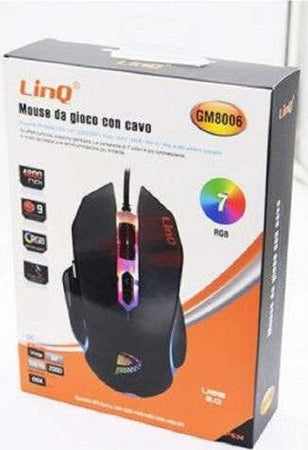 Mouse-Gaming-Da-Gioco-Con-Filo-Usb-2.0-Dpi-Regolabile-4800dpi-7-Luci-Rgb-Gm8006