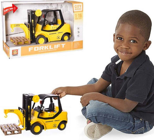 Muletto-Giocattolo-Per-Bambini-Con-Pedana-Cassa-25cm-Cantiere-Mezzo-Da-Lavoro