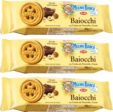 Mulino Bianco 42x Biscotti Baiocchi 56 Gr Con Crema Alla Nocciola E Cacao 42 Monoporzioni Da 3 Pz Alimentari e cura della casa/Snack dolci e salati/Biscotti/Al cioccolato Franco Pausa Caffè - Albano Laziale, Commerciovirtuoso.it