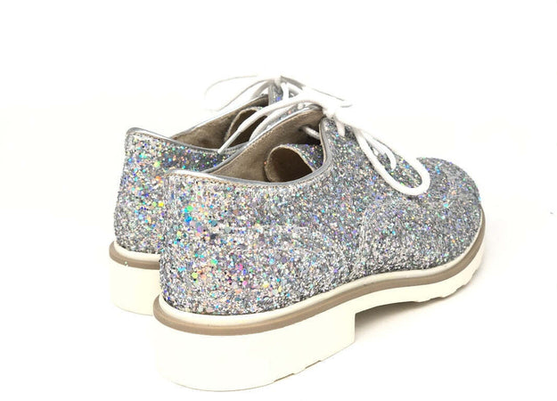 MUSACCO Scarpa allacciata donna glitter argento
