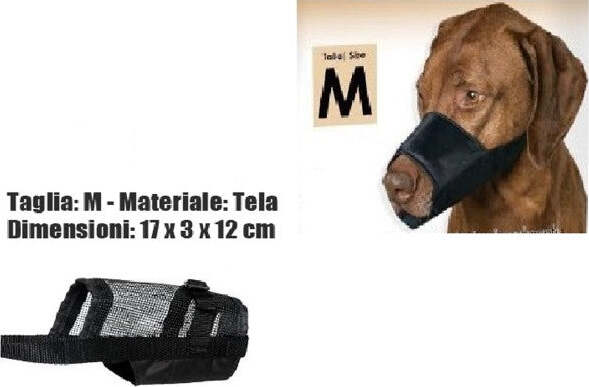 Museruola-Cane-Misura-M-In-Tela-Robusta-Leggera-Atossica-Lavabile-Nero