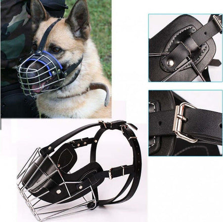 Museruola-Taglia-L/xl-Metallo-Grande-Cane-Cani-Regolabile-Per-Toelettatura-Anti-abbaio-Morso-Sicurezza
