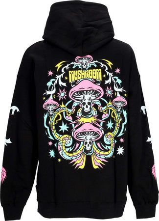MUSHROOM-Felpa-Cappuccio-Uomo-Flowers-Hoodie-Black-da-uomo