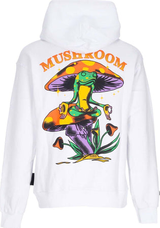 MUSHROOM-Felpa-Cappuccio-Uomo-Meditation-Hoodie-White-da-uomo