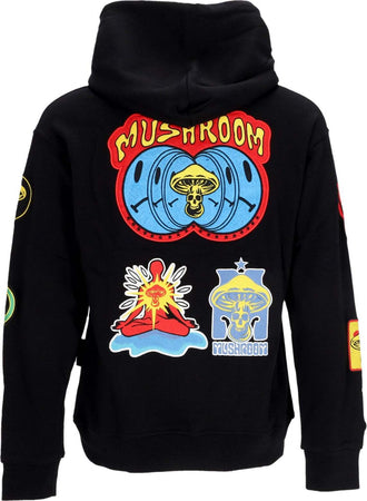 MUSHROOM-Felpa-Cappuccio-Uomo-Stickers-Hoodie-Black-da-uomo