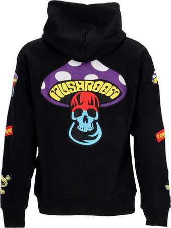 MUSHROOM-Felpa-Cappuccio-Uomo-Sublimatic-Patch-Hoodie-Black-da-uomo