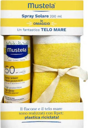 Mustela Spray Latte Solare Spf 50 + Telo Mare Omaggio Protezione Solare Spray per Neonati E Bambini Cofanetto Regalo Prima infanzia/Igiene e benessere/Prodotti per la cura delle pelle/Creme solari Sanitaria Gioia del Bimbo - Villa San Giovanni, Commerciovirtuoso.it
