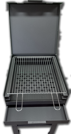 Barbecue Fiammetta 52 a Legna L.52,5 X53 P.X103 H. Con 2 Ruote Laterali E Come Optional Girarrosto E Mensole Laterali