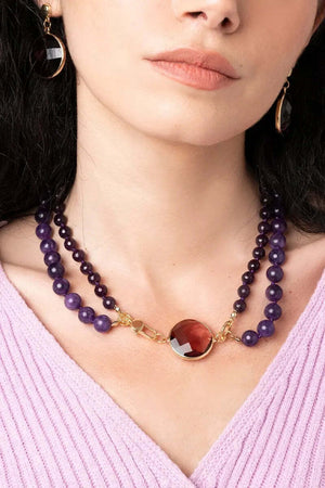 MYA-ACCESSORIES-|-Collana-girocollo-con-doppio-filo-di-pietre-dure