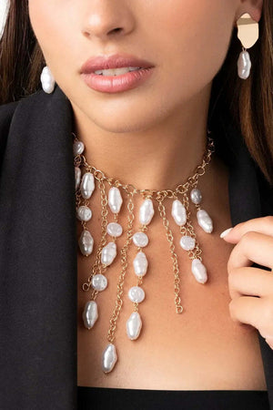 MYA-ACCESSORIES-|-Collana-girocollo-con-pietre-in-acrilico-perlate-pendenti
