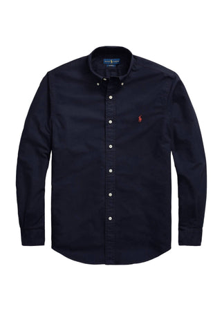 Ralph Lauren Camicia Uomo Button-down Tinta Unita Slim Fit Feather Weight Twill Camicia Polo Maniche Lunghe Pony Ricamato