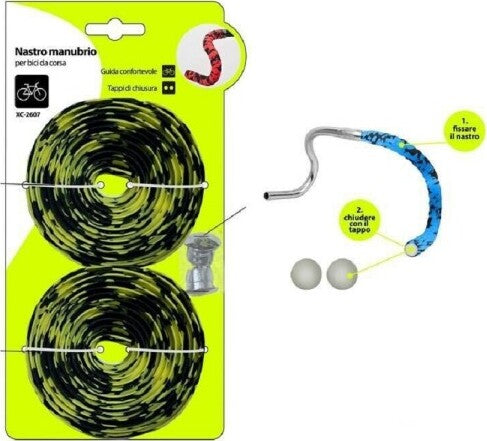 Nastro-Manubrio-Per-Bici-Bicicletta-Da-Corsa-Universale-Tappi-Chiusura-Xc-2607
