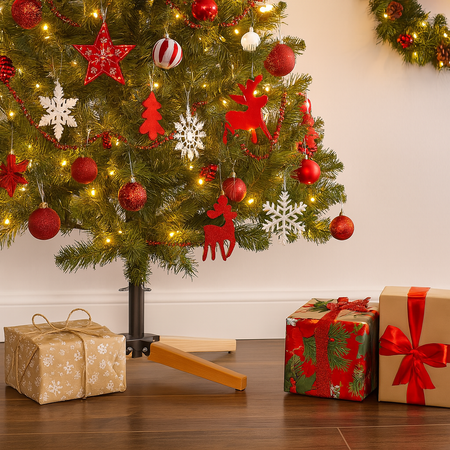 Base per albero di natale in legno e metallo con tubo fino a Ø 3,5 cm