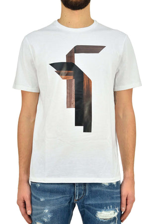 NEIL-BARRET-Neil-Barrett-T-shirt-Bianca-Uomo-Cotone-Stampa-Gommata-Mod.BJT182GE576S03-da-uomo
