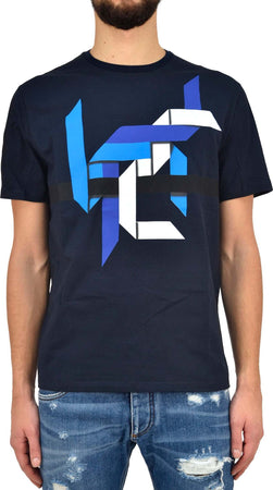 NEIL-BARRET-Neil-Barrett-T-shirt-Blu-Uomo-Cotone-Stampa-Gommata-Mod.BJT182VE577S466-da-uomo