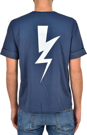 NEIL-BARRET-Neil-Barrett-T-shirt-Blu-Uomo-Cotone-Stampa-Grafica-Mod.BJT250SE574S326-da-uomo