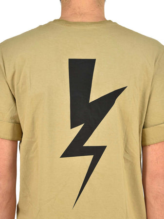 NEIL-BARRET-Neil-Barrett-T-shirt-Marrone-Uomo-Cotone-Stampa-Grafica-Mod.BJT250SE574S1808-da-uomo