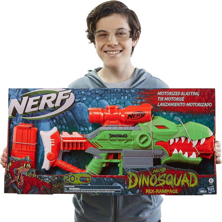Nerf-Dinosquad---Rex-rampage-Blaster-Motorizzato-Con-Caricatore-Da-10-Dardi,-Supporto-Per-10-Dardi-E-Design-A-Forma-Di-T-rex-Hasbro