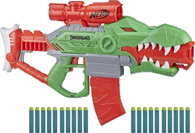 Nerf-Dinosquad---Rex-rampage-Blaster-Motorizzato-Con-Caricatore-Da-10-Dardi,-Supporto-Per-10-Dardi-E-Design-A-Forma-Di-T-rex-Hasbro