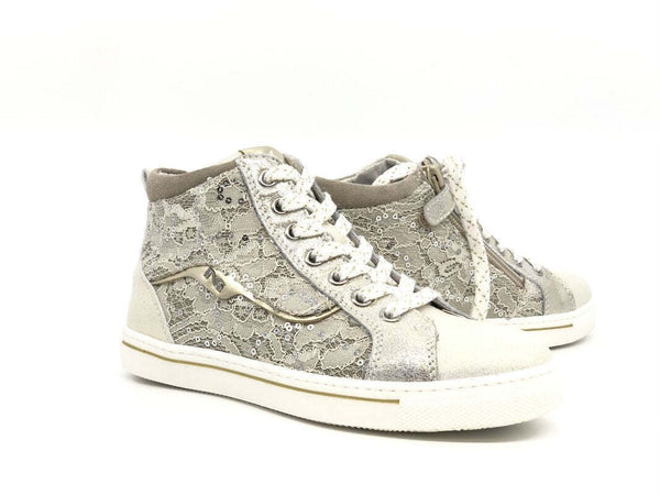 NERO GIARDINI Sneaker alta bambina Luxury Champagne platino