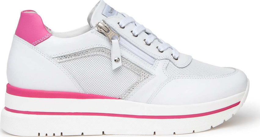 Nero-Giardini-sneakers-bianca-zip-e-strass-E409830D707