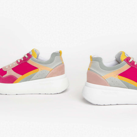 NeroGiardini 609 Velour Fuxia Sneakers Donna Multicolor Maxi Zeppa E306382D
