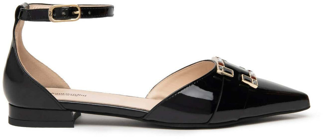 Nerogiardini Ballerine Donna in Vernice a Punta Con Laccetto E409520D Nuova Collezione