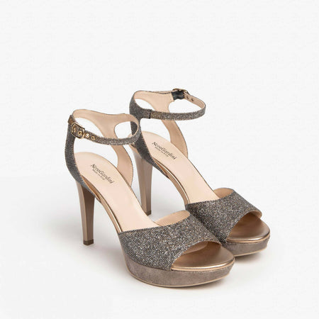 Nerogiardini Donna Sandali Con Tacco 10 Cm in Pelle Glitter Nuova Collezione