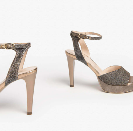 Nerogiardini Donna Sandali Con Tacco 10 Cm in Pelle Glitter Nuova Collezione