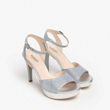 Nerogiardini Donna Sandali Con Tacco 10 Cm in Pelle Glitter Nuova Collezione