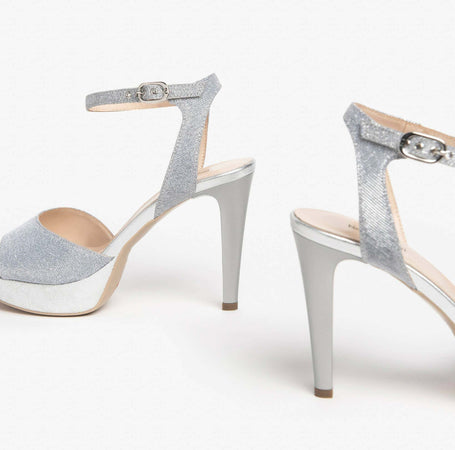 Nerogiardini Donna Sandali Con Tacco 10 Cm in Pelle Glitter Nuova Collezione
