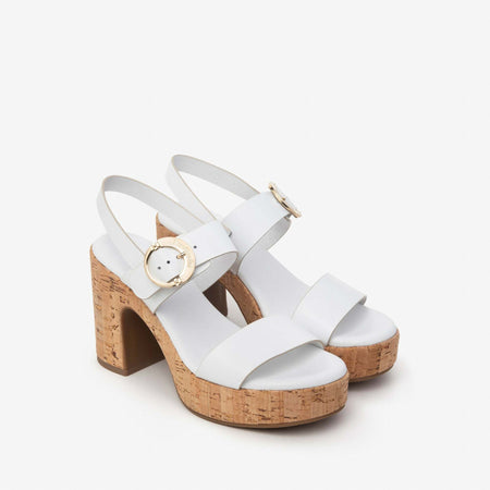 Nerogiardini donna sandalo con tacco in pelle