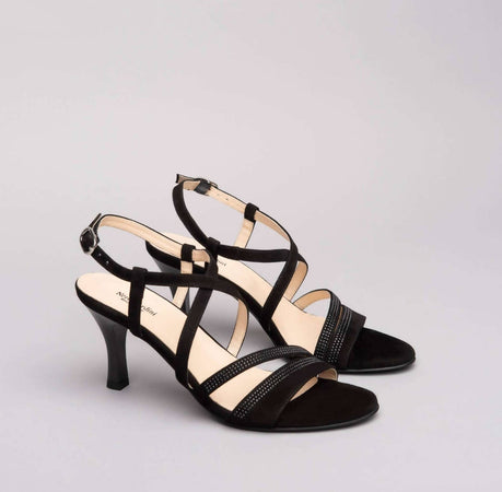NeroGiardini Sandali Donna listini Incrociati Sandalo in Camoscio Estivo Made in Italy Tacco a Stiletto di 7.5 cm Estate