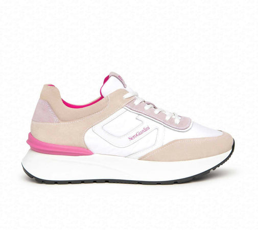 Nerogiardini Scarpe Donna Sneakers in Pelle E Camoscio Con Lacci E Suola in Gomma