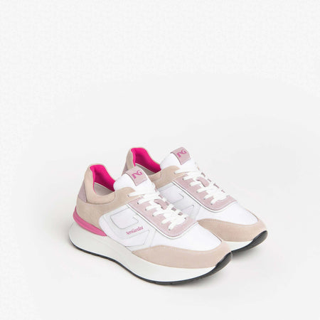 Nerogiardini Scarpe Donna Sneakers in Pelle E Camoscio Con Lacci E Suola in Gomma