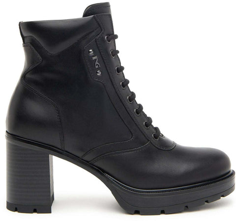 Nerogiardini Stivali Tronchetti Donna in Pelle Con Tacco I411851D100 Nero