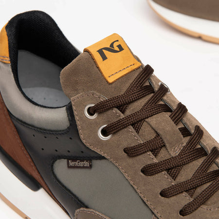 Nerogiardini uomo sneakers in camoscio pelle e tela nuova collezione