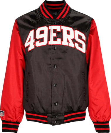 NEW-ERA-Giubbotto-Bomber-Uomo-Nfl-Satin-Bomber-Saf49e-Black/scarlet-da-uomo