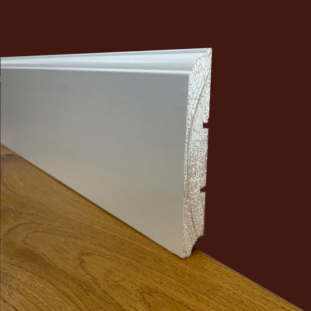 Battiscopa PREMIUM in legno MASSELLO mod.FIRENZE 120x15 laccato bianco liscio (prezzo al metro) Eternal Parquet