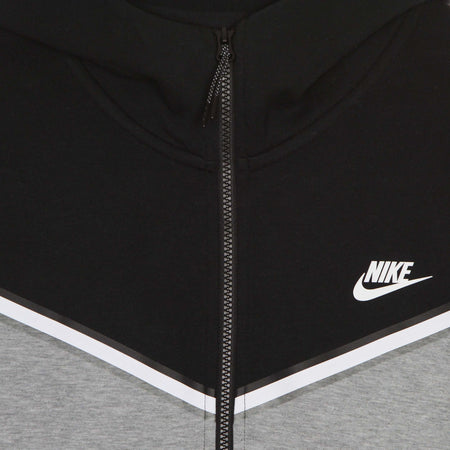 Nike-Felpa-Leggera-Cappuccio-Zip-Uomo-Sportswear-Tech-Fleece-Hoodie-Black/dk-Grey-Heather/white-da-uomo