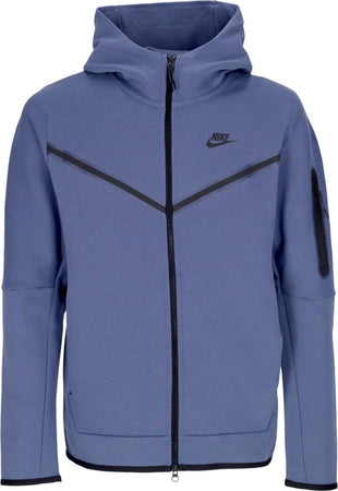 Nike-Felpa-Leggera-Cappuccio-Zip-Uomo-Sportswear-Tech-Fleece-Hoodie-Diffused-Blue/black-da-uomo